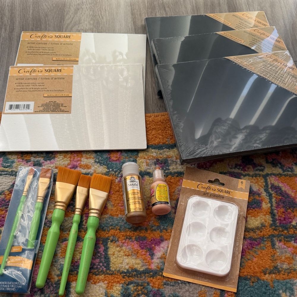 Free shipping Art Supplies Set with Brushes and Canvases